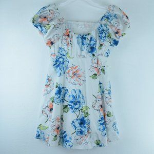 Abercrombie Kids Dress Size 7-8 Ruched Back Puff Sleeve Floral Easter Spring